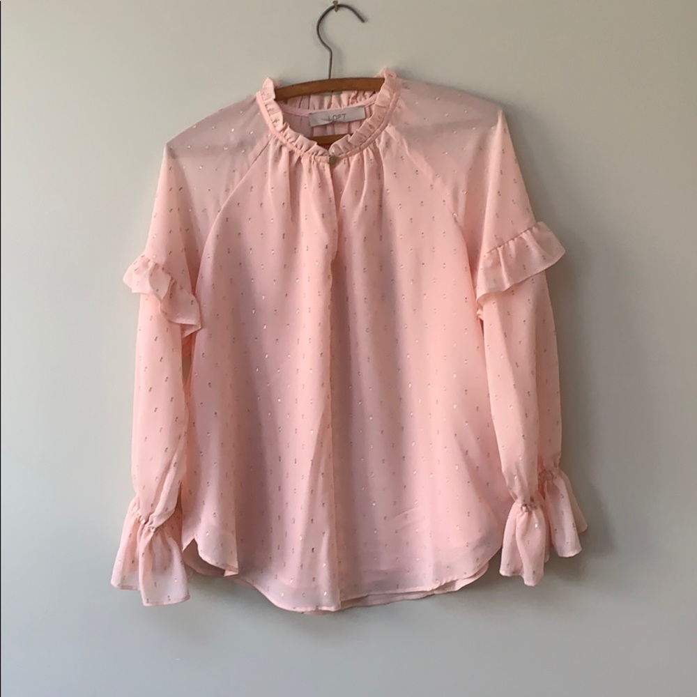 Peachy Pink blouse with gold sparkles